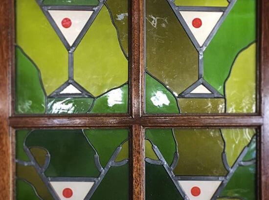 Stained glass buckeye window