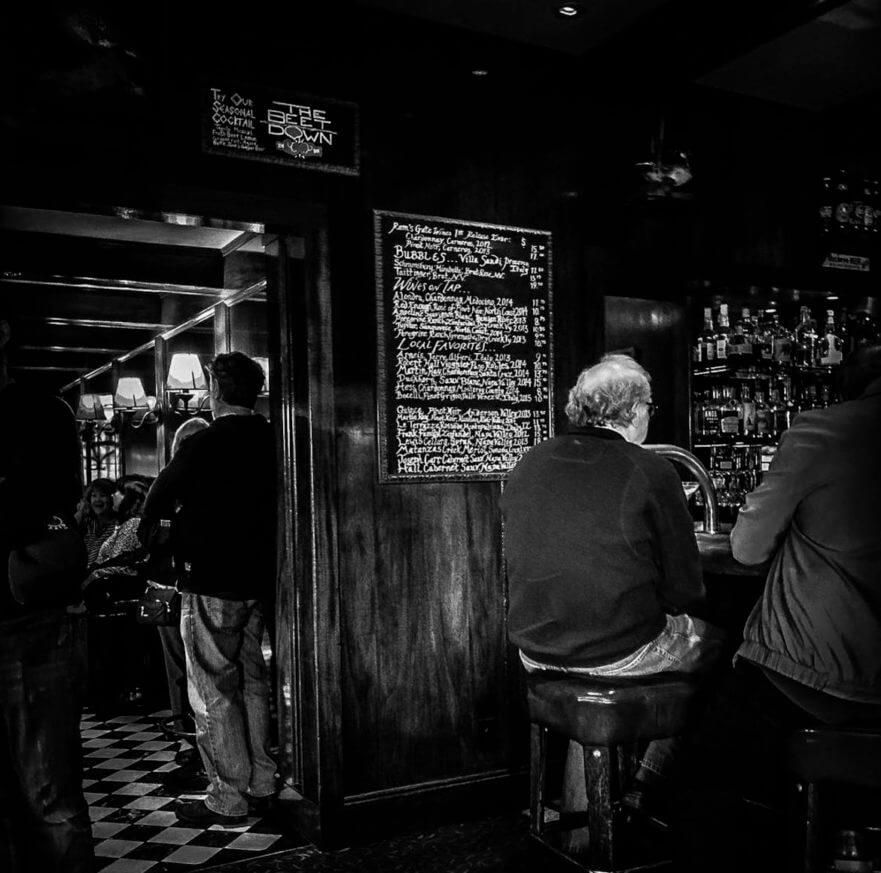 Black and white photo of Buckeye bar